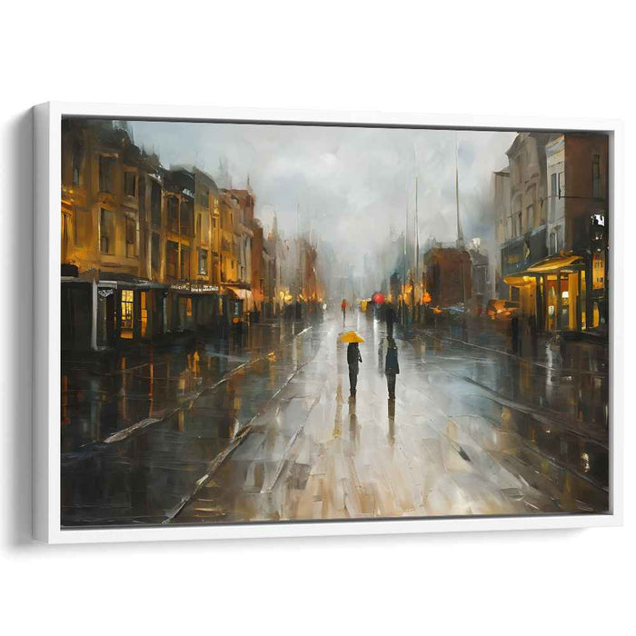 Cityscape Canvas Abstraction: Urban Impressionist Street Scene Canvas Art Print