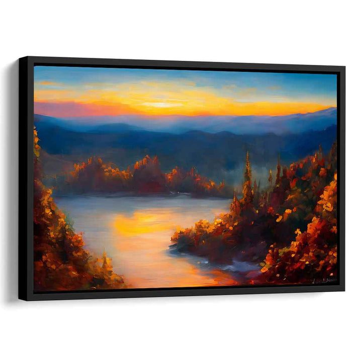 Golden Sunset Serenity: Autumn Landscape Canvas Art Print