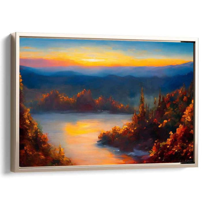 Golden Sunset Serenity: Autumn Landscape Canvas Art Print