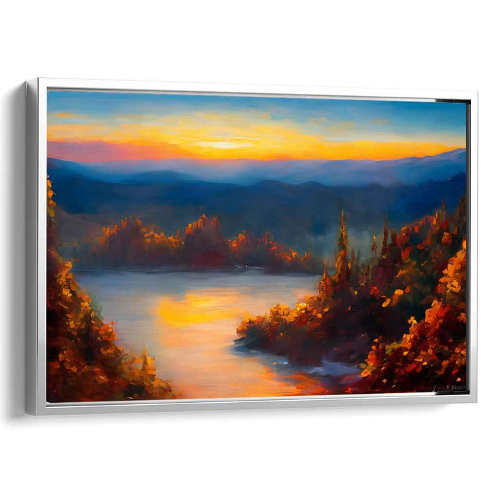 Golden Sunset Serenity: Autumn Landscape Canvas Art Print