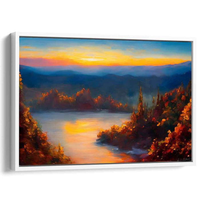 Golden Sunset Serenity: Autumn Landscape Canvas Art Print