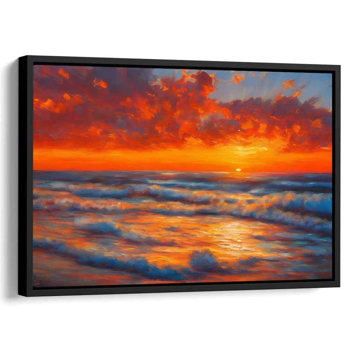 Ethereal Twilight Serenade: Dramatic Oceanic Sunset Canvas Art