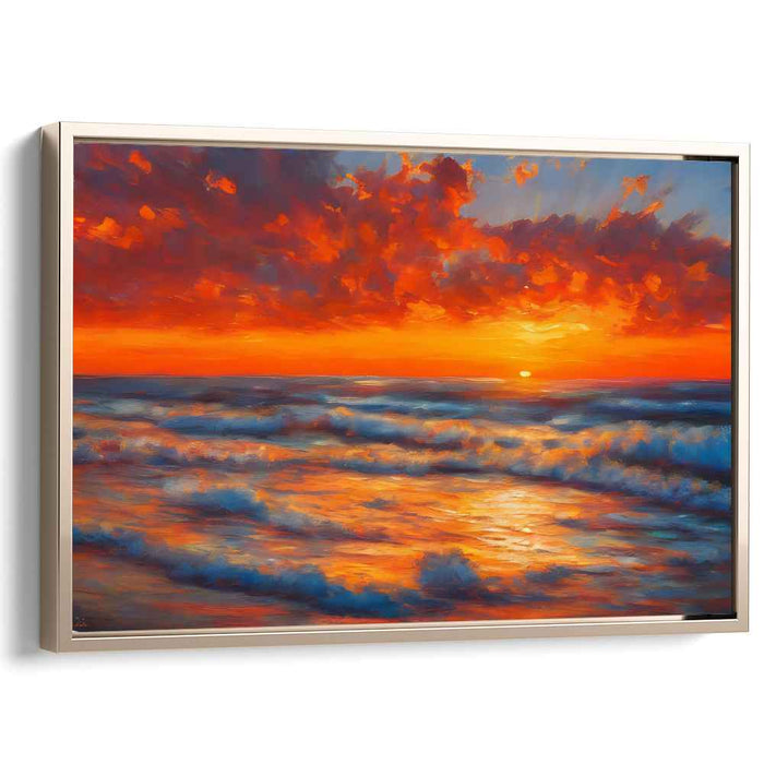 Ethereal Twilight Serenade: Dramatic Oceanic Sunset Canvas Art
