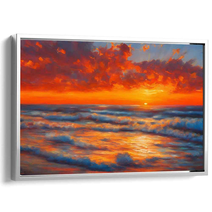 Ethereal Twilight Serenade: Dramatic Oceanic Sunset Canvas Art