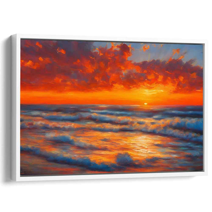 Ethereal Twilight Serenade: Dramatic Oceanic Sunset Canvas Art