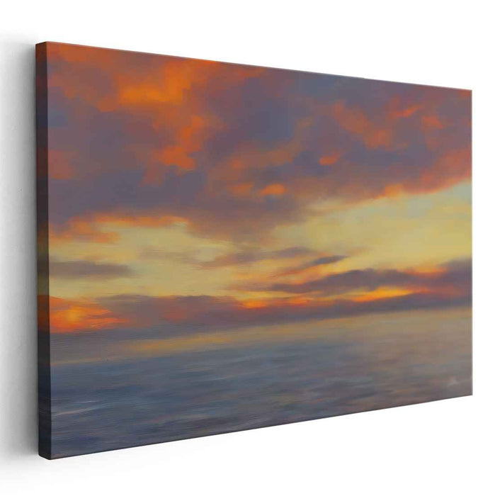 Embers Dance on Waves: A Fiery Seascape Canvas Art