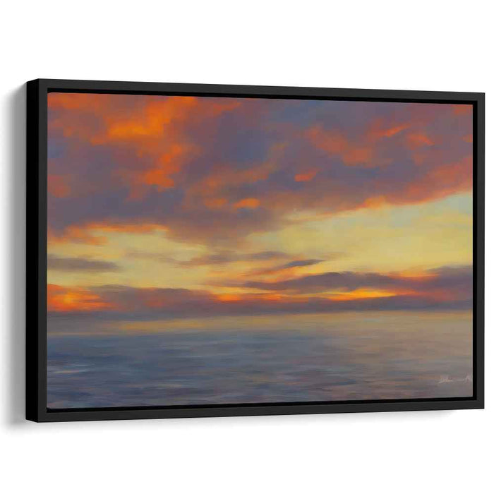 Embers Dance on Waves: A Fiery Seascape Canvas Art