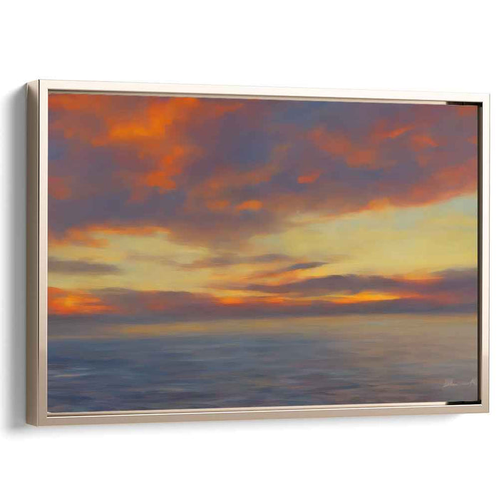 Embers Dance on Waves: A Fiery Seascape Canvas Art