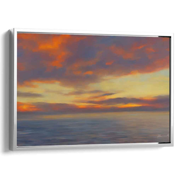 Embers Dance on Waves: A Fiery Seascape Canvas Art