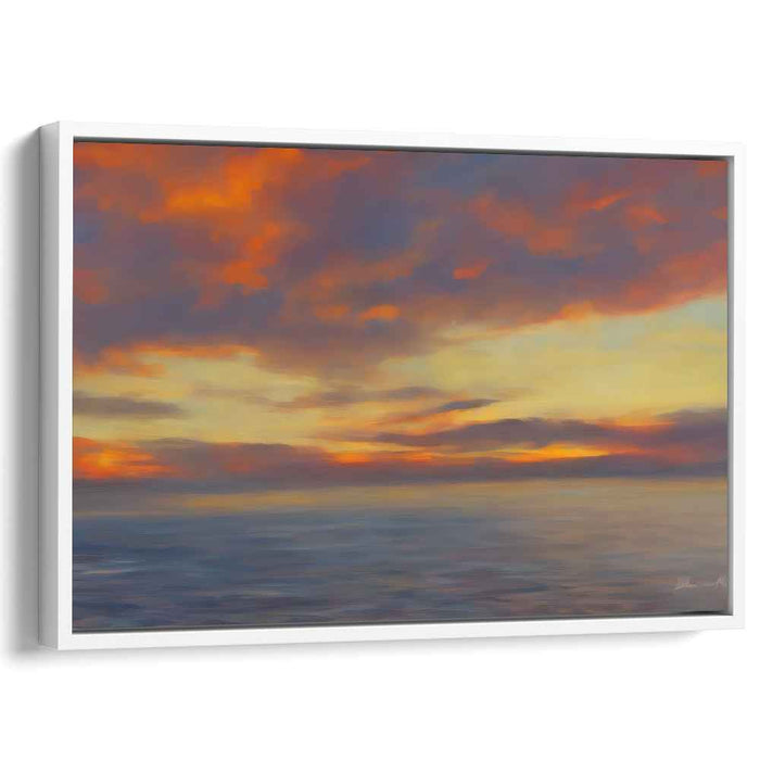 Embers Dance on Waves: A Fiery Seascape Canvas Art
