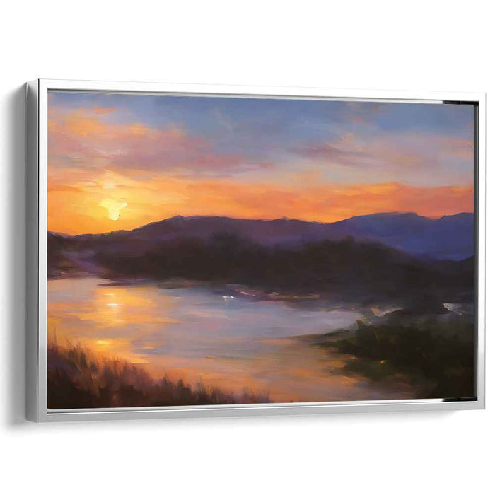 Golden Serenity Dreamscapes: Tranquil Sunset Landscape Canvas Art Print