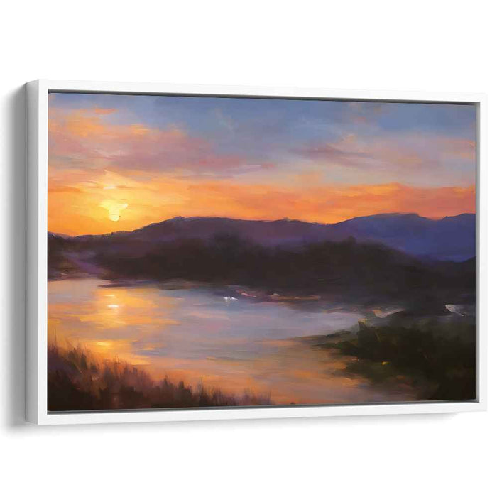Golden Serenity Dreamscapes: Tranquil Sunset Landscape Canvas Art Print