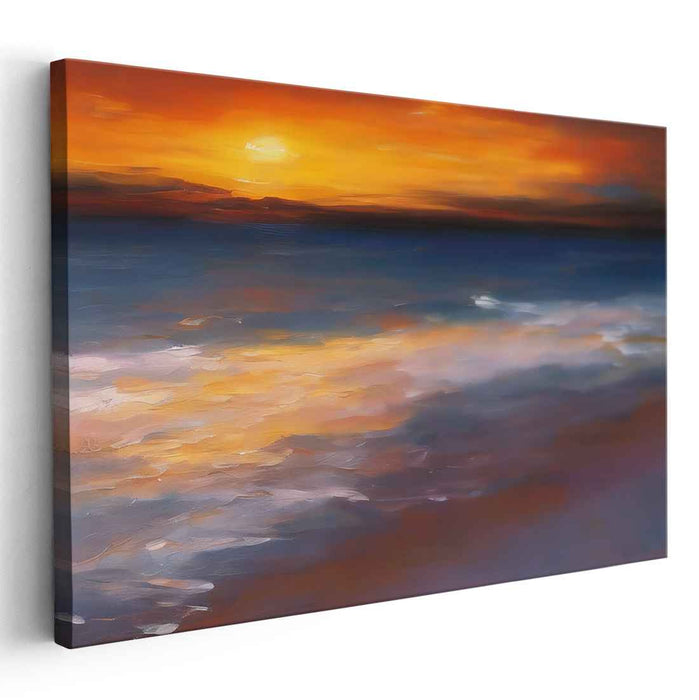 Flames of Poseidon: Ocean's Embrace in Fiery Hues Canvas Art Print