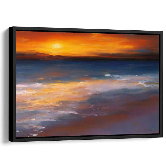 Flames of Poseidon: Ocean's Embrace in Fiery Hues Canvas Art Print