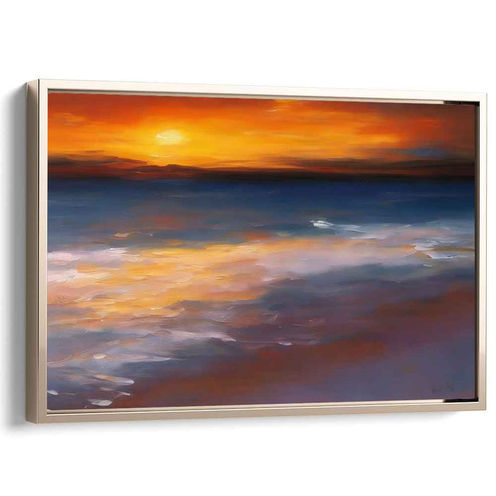 Flames of Poseidon: Ocean's Embrace in Fiery Hues Canvas Art Print