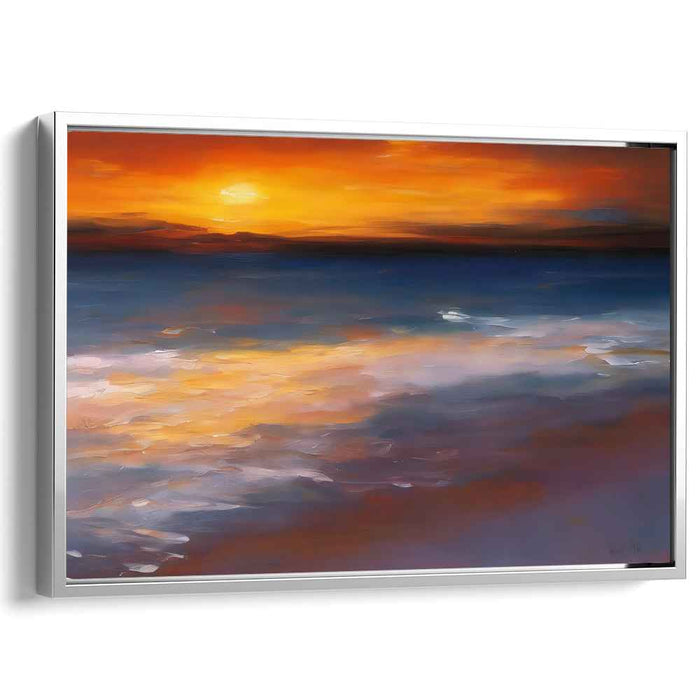 Flames of Poseidon: Ocean's Embrace in Fiery Hues Canvas Art Print