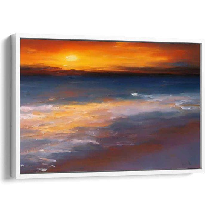 Flames of Poseidon: Ocean's Embrace in Fiery Hues Canvas Art Print