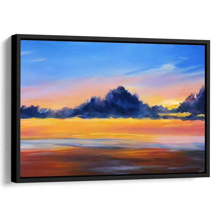 Ethereal Peaks Alpenglow: Majestic Mountain Horizon Canvas Art Print