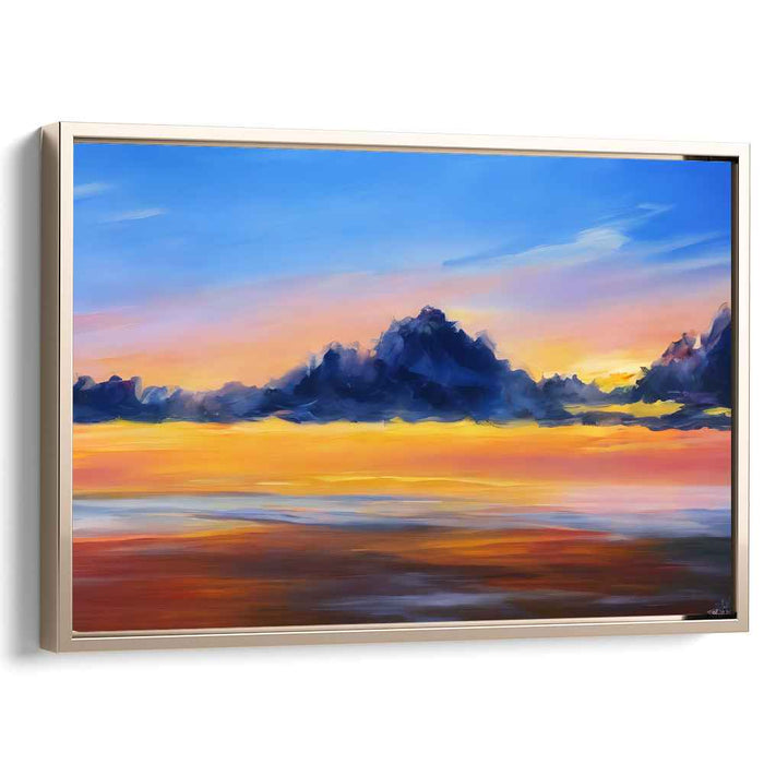 Ethereal Peaks Alpenglow: Majestic Mountain Horizon Canvas Art Print