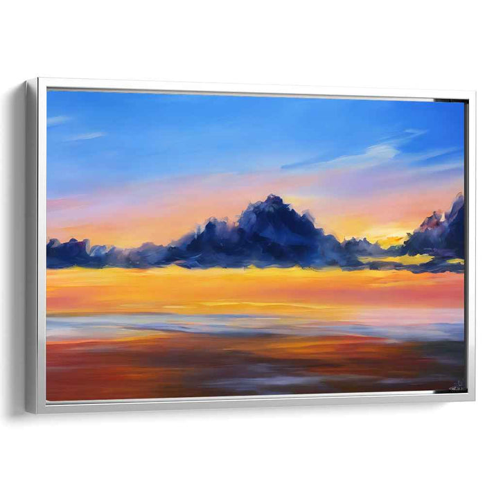 Ethereal Peaks Alpenglow: Majestic Mountain Horizon Canvas Art Print