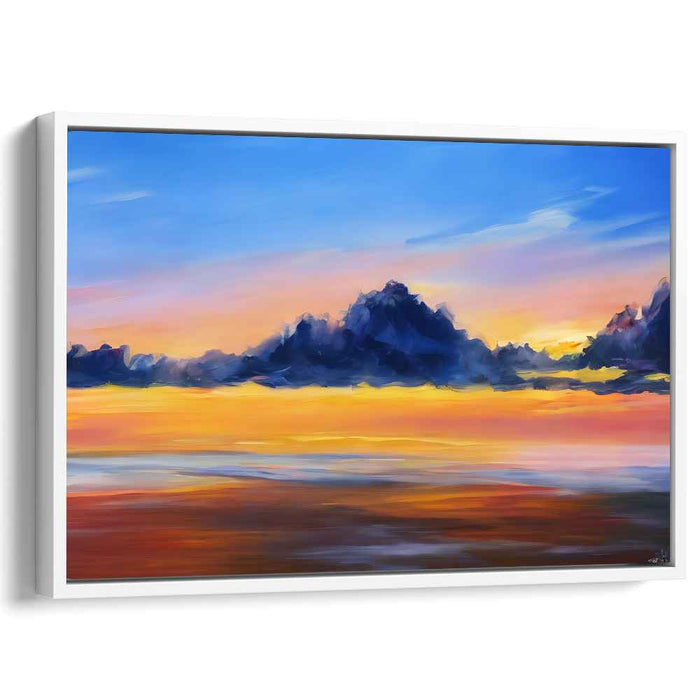 Ethereal Peaks Alpenglow: Majestic Mountain Horizon Canvas Art Print