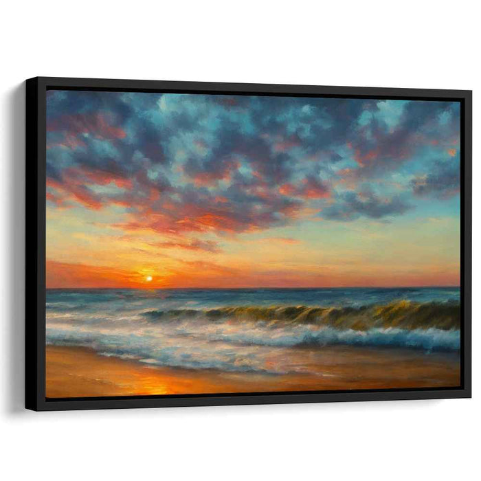 Whispers Of Tide and Light: Serene Coastal Sunset Canvas Art Print