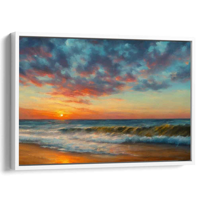 Whispers Of Tide and Light: Serene Coastal Sunset Canvas Art Print