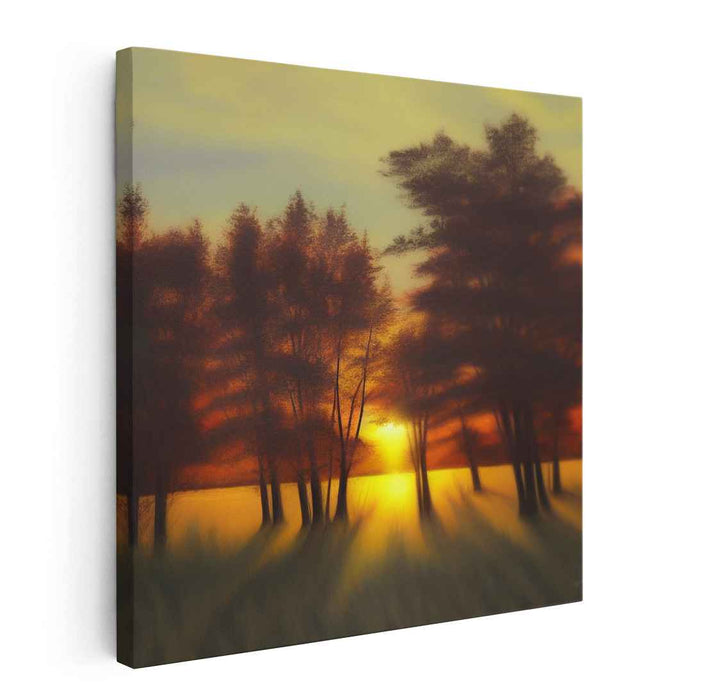 Twilight Serenity Glow: Serene Sunset Landscape Canvas Art Print