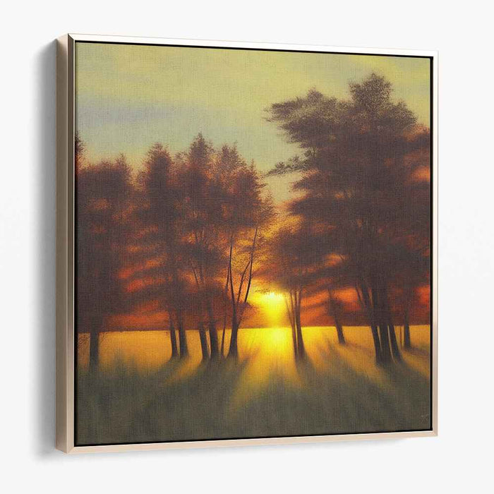 Twilight Serenity Glow: Serene Sunset Landscape Canvas Art Print