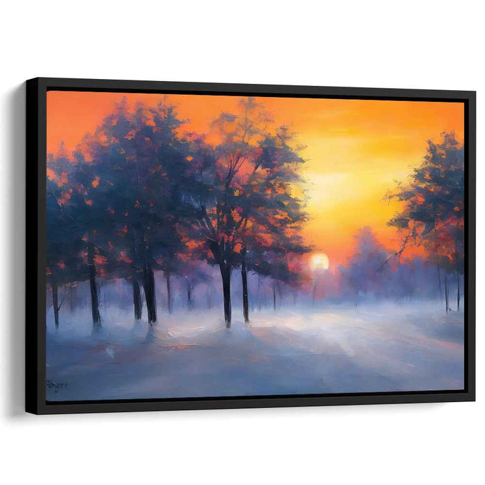 Mystic Sunrise: Luminous Forest Path Canvas Art
