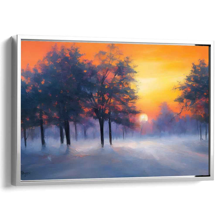 Mystic Sunrise: Luminous Forest Path Canvas Art