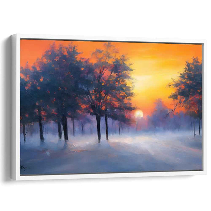 Mystic Sunrise: Luminous Forest Path Canvas Art
