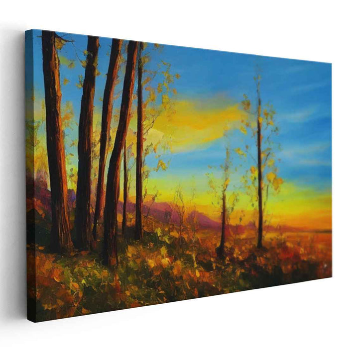 Fiery Dusk Palette: Vibrant Sunset Landscape Canvas Art
