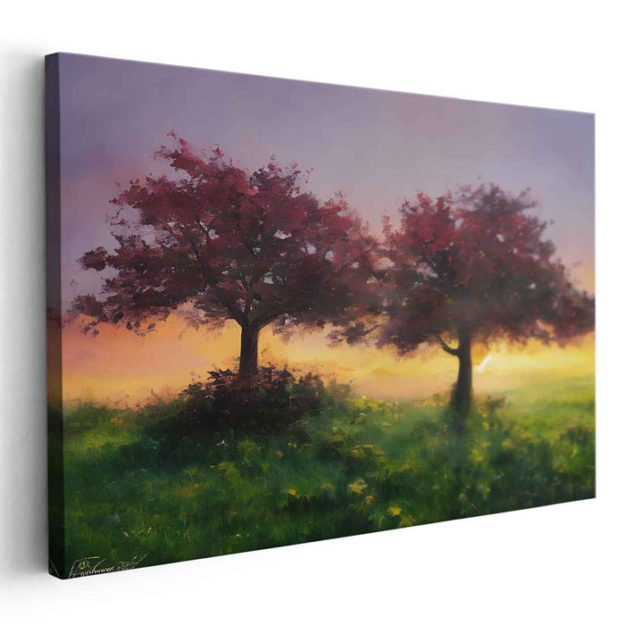 Mirrored Tranquility: Dual Trees in a Tranquil Meadow