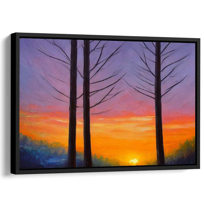 Silent Woods Dusk: A Tranquil Forest Silhouette Canvas Art