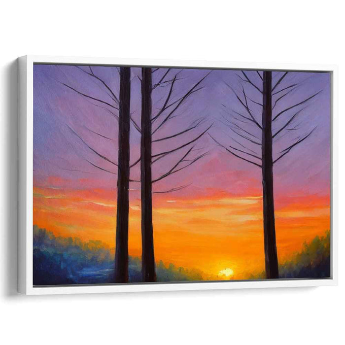 Silent Woods Dusk: A Tranquil Forest Silhouette Canvas Art