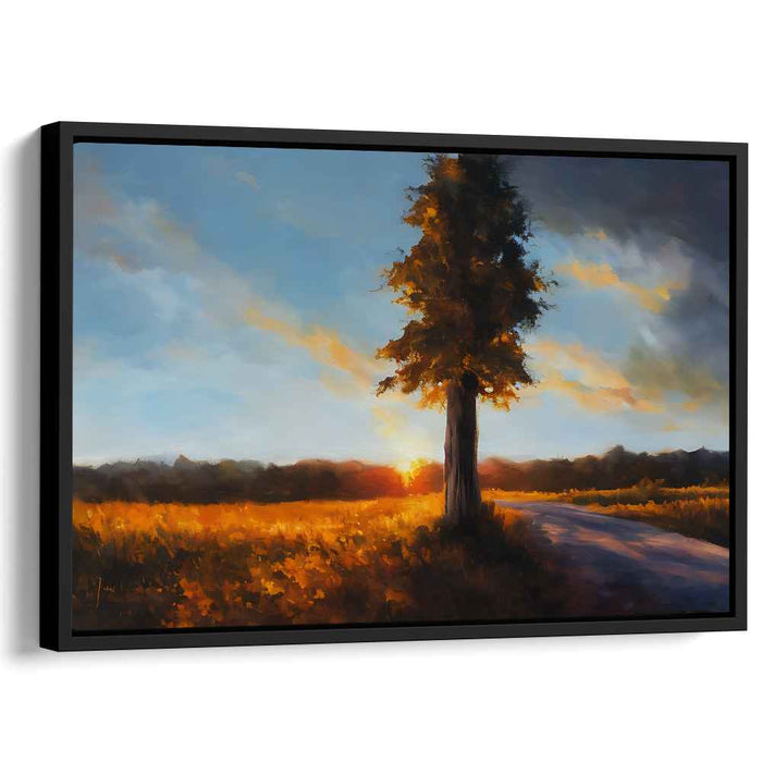 Dusk Horizon Melody: Sunset Landscape Canvas Art Print