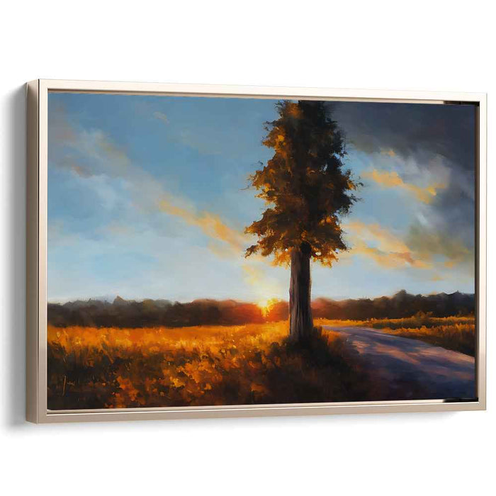 Dusk Horizon Melody: Sunset Landscape Canvas Art Print