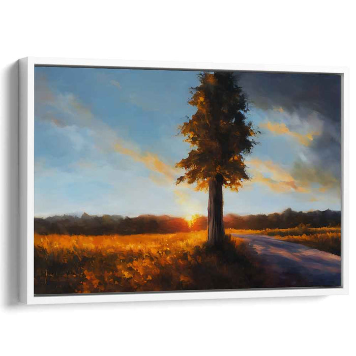 Dusk Horizon Melody: Sunset Landscape Canvas Art Print