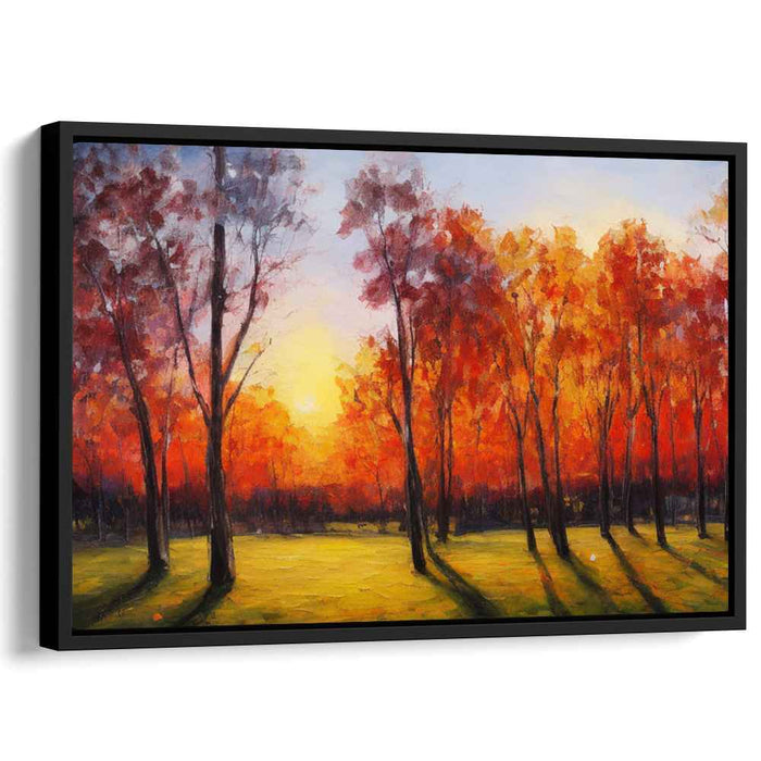 Dusk Arboreal Glow: Sunset Amidst the Trees Canvas Art Print