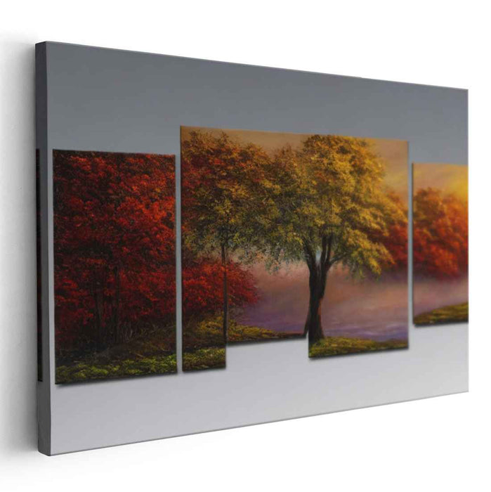 Whispers Of Nature Unfold: Five-Panel Impressionist Landscape Canvas Art
