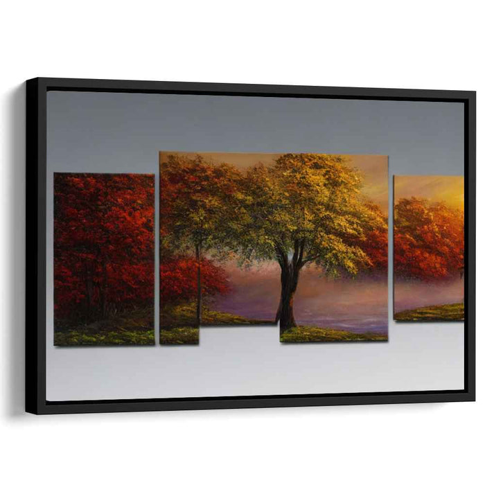 Whispers Of Nature Unfold: Five-Panel Impressionist Landscape Canvas Art
