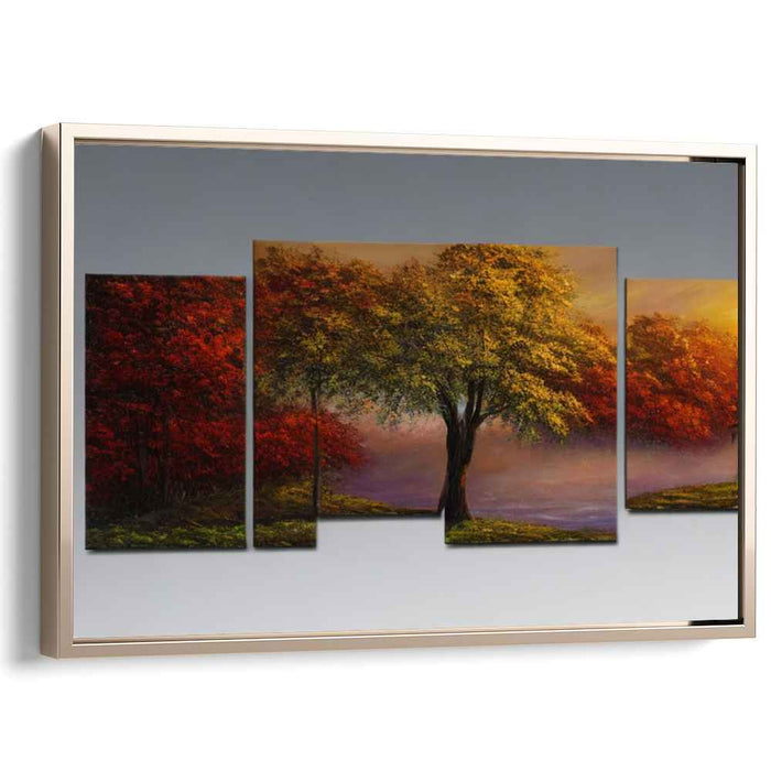 Whispers Of Nature Unfold: Five-Panel Impressionist Landscape Canvas Art