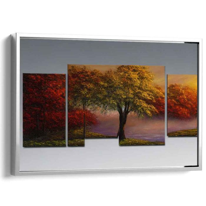 Whispers Of Nature Unfold: Five-Panel Impressionist Landscape Canvas Art