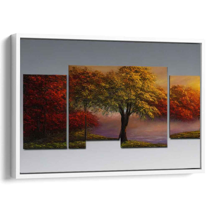 Whispers Of Nature Unfold: Five-Panel Impressionist Landscape Canvas Art