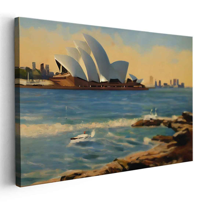 Golden Hour at Sydney Harbour: Impressionistic Opera House Canvas Art