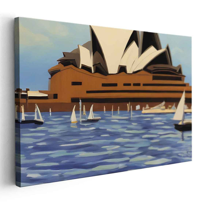 Geometric Harbor: Modernist Interpretation of Sydney Opera House Canvas Art