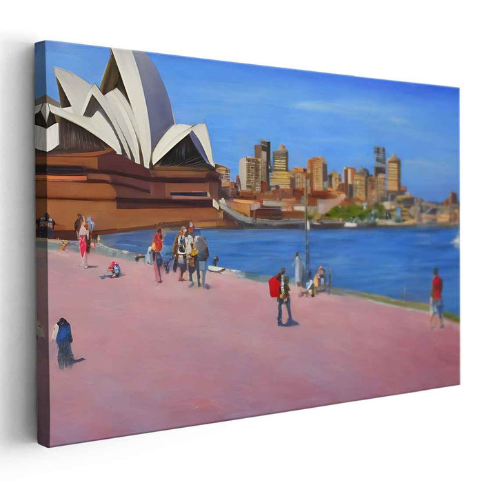 Vibrant Sydney: Lively Promenade and Iconic Opera House Canvas Art Print
