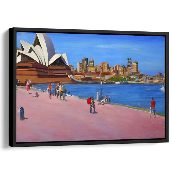Vibrant Sydney: Lively Promenade and Iconic Opera House Canvas Art Print