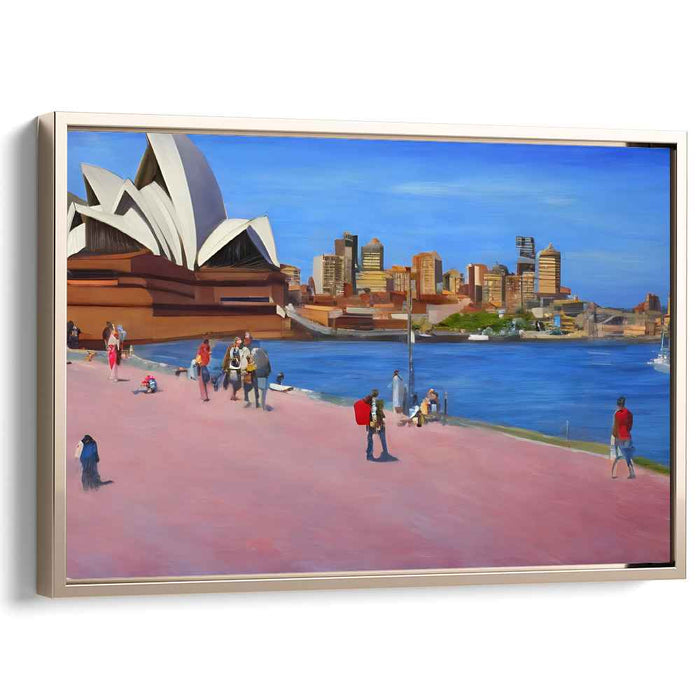 Vibrant Sydney: Lively Promenade and Iconic Opera House Canvas Art Print